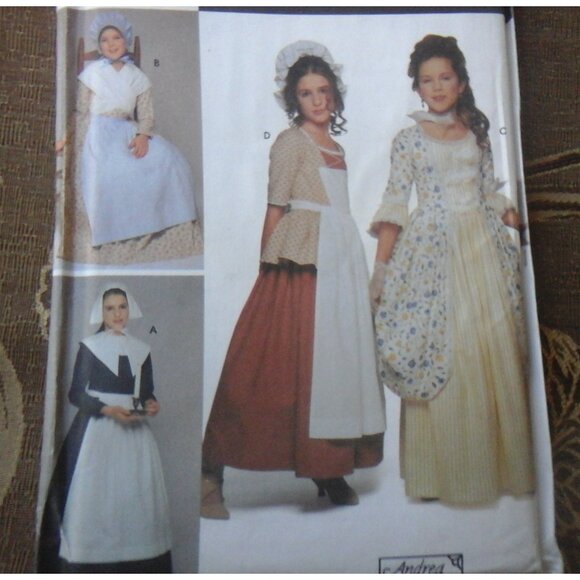 Simplicity pattern 9742 child costume pioneer prairie dress UNCUT size 7 to 14 - Picture 2 of 9